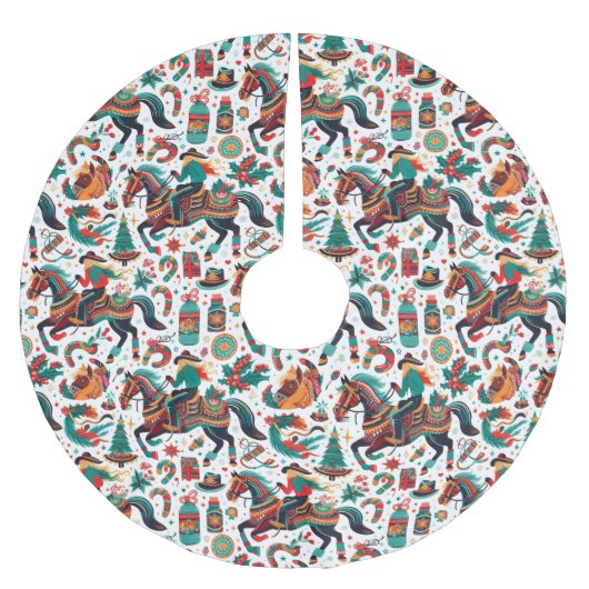 おもしろい西馬クリスマスグリーン ブラッシュドポリエステルツリースカート (正面)