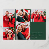 おもしろい見る米国5写真コラージュのクリスマス 箔シーズンカード (正面)