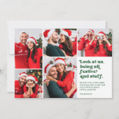 おもしろい見る米国5写真コラージュのクリスマス |緑 シーズンカード (正面)
