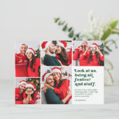 おもしろい見る米国5写真コラージュのクリスマス |緑 シーズンカード (スタンド正面)