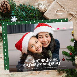 おもしろい見るUs Christmas Full Photo |緑 シーズンカード