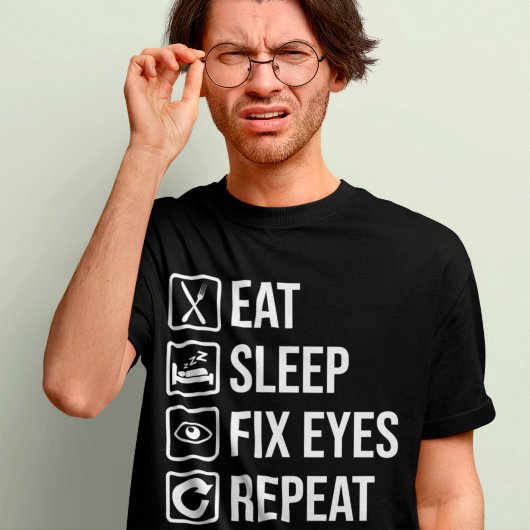 おもしろい視眼科食べ睡眠Fixアイズ視神経科プン Tシャツ