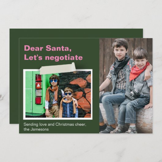 おもしろい親愛クリスマスよくはしゃぐカード シーズンカード (正面/裏面)