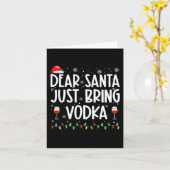 おもしろい親愛サンタがウォッカのクリスマスパジャマを持ってくる カード (黄色い花)