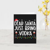 おもしろい親愛サンタがウォッカのクリスマスパジャマを持ってくる カード (黄色い花)