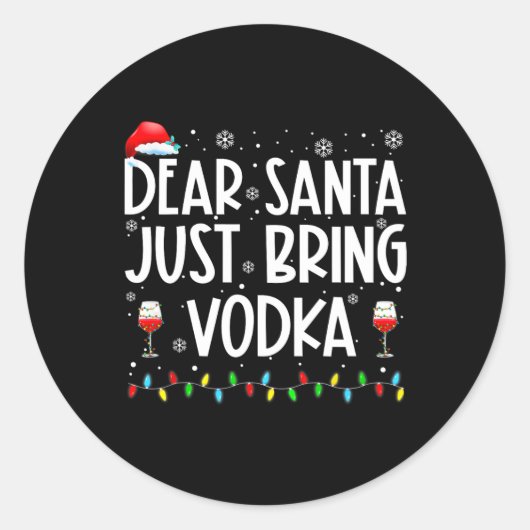 おもしろい親愛サンタがウォッカのクリスマスパジャマを持ってくる ラウンドシール (正面)