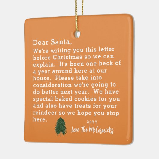 おもしろい親愛サンタレターファミリーパーソナライズされた セラミックオーナメント (左)