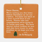 おもしろい親愛サンタレターファミリーパーソナライズされた セラミックオーナメント (裏面)