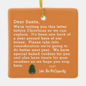 おもしろい親愛サンタレターファミリーパーソナライズされた セラミックオーナメント (正面)