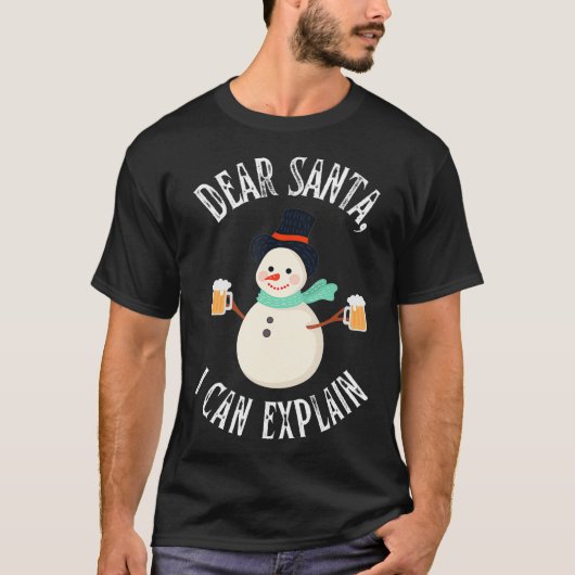 おもしろい親愛Christmas Santa I Can Eplain雪だるま Tシャツ (正面)
