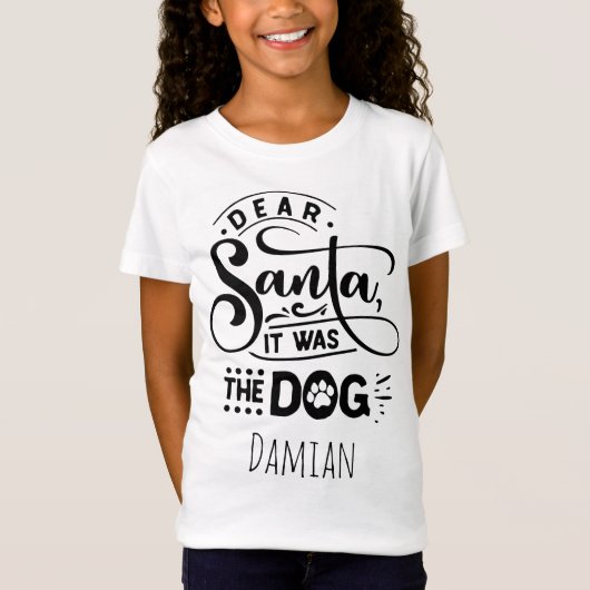 おもしろい親愛Santaは犬の名パーソナライズされた前 Tシャツ (正面)