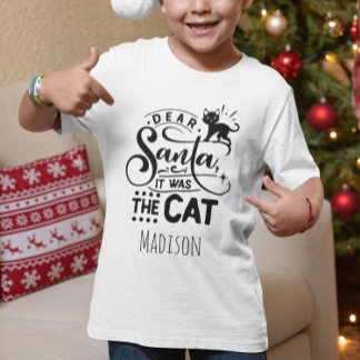おもしろい親愛Santaは猫の名パーソナライズされた前 Tシャツ