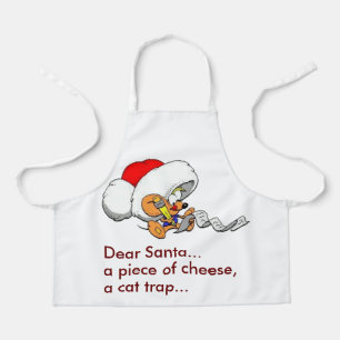 おもしろい親愛Santa Mouseクリスマスリスト エプロン