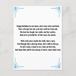 おもしろい詩　60歳の女性へ ポストカード