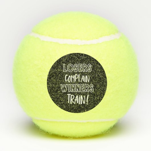 おもしろい話の勝者を平手で打って下さい列車の敗者が不平を言う テニスボール (裏面)