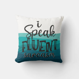 おもしろい話の流暢な皮肉の青い波 クッション