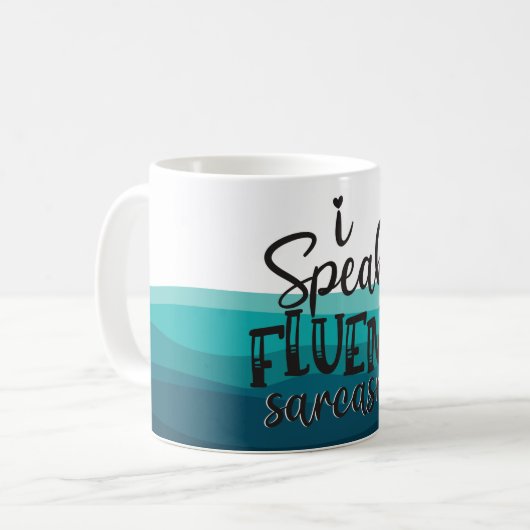 おもしろい話の流暢な皮肉の青い波 コーヒーマグカップ (正面左)