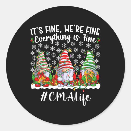 おもしろい認定の医療アシスタントクリスマスCMAクリスマス ラウンドシール (正面)