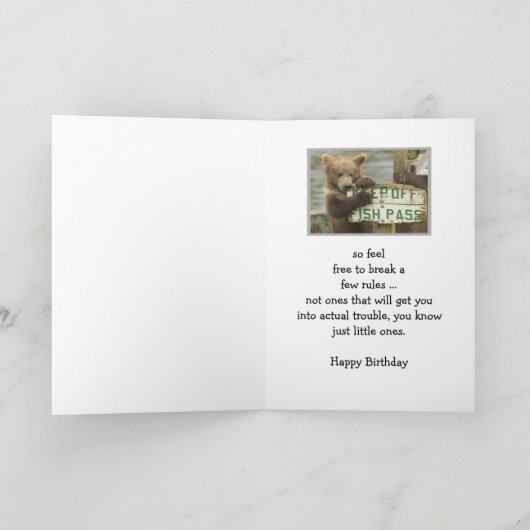 おもしろい誕生日いくつかのルールを破るクマ動物 カード (内部)
