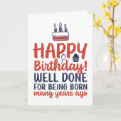 おもしろい誕生日で作られた皮肉な生まれ品 カード (黄色い花)