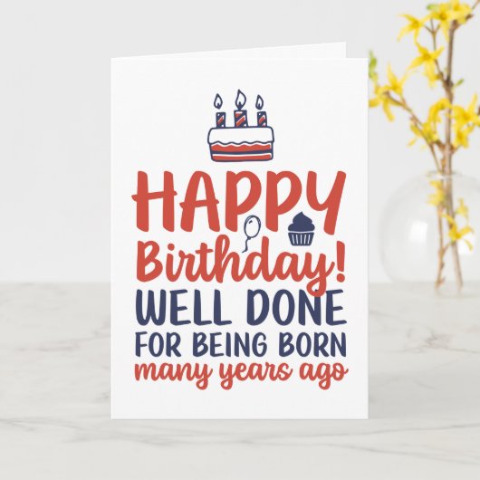 おもしろい誕生日で作られた皮肉な生まれ品 カード (黄色い花)