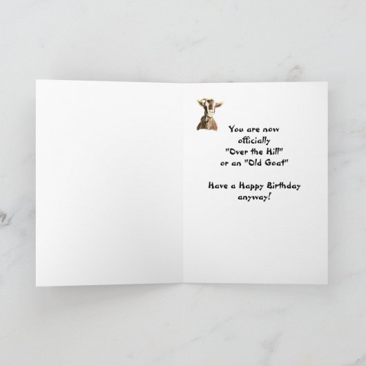 おもしろい誕生日は丘の上の古いヤギのユーモア カード (内部)