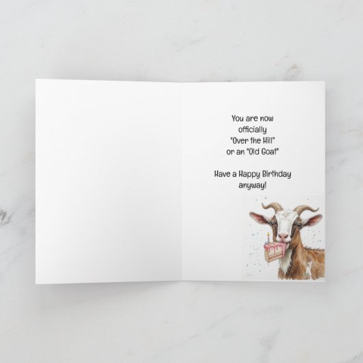 おもしろい誕生日は丘の上の古いヤギのユーモア カード (内部)