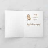 おもしろい誕生日は知恵来を?かわいいフクロウ カード (内部)