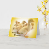 おもしろい誕生日を迎える可愛い動物 カード (黄色い花)