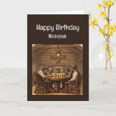 おもしろい誕生日ウエスタンサルーンビール カード (黄色い花)