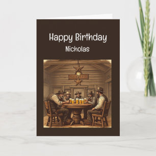 おもしろい誕生日ウエスタンサルーンビール カード