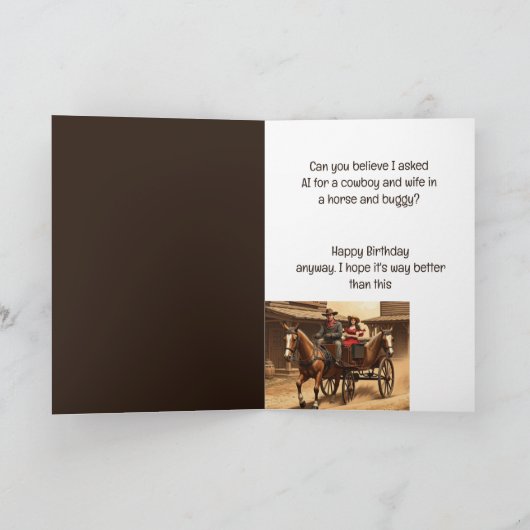 おもしろい誕生日ウエスタンワイルドウェストAIユーモア カード (内部)