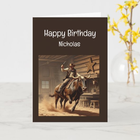 おもしろい誕生日ウエスタンワイルドウエストユーモア カード (黄色い花)