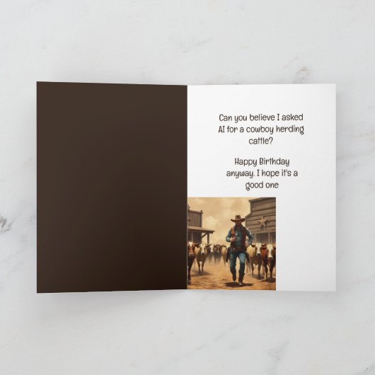 おもしろい誕生日ウエスタンワイルドウエストユーモア カード (内部)
