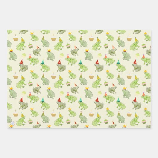 おもしろい誕生日カエル手で可愛い図解入りの、写真付きのカエル ラッピングペーパーシート (正面3)