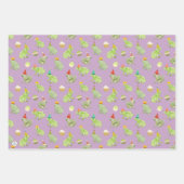 おもしろい誕生日カエル手で可愛い図解入りの、写真付きのカエル ラッピングペーパーシート (正面2)