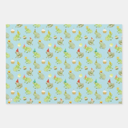 おもしろい誕生日カエル手で可愛い図解入りの、写真付きのカエル ラッピングペーパーシート (正面)