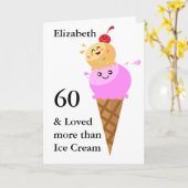 おもしろい誕生日カードかわいいアイスクリーム年と名前 カード (黄色い花)