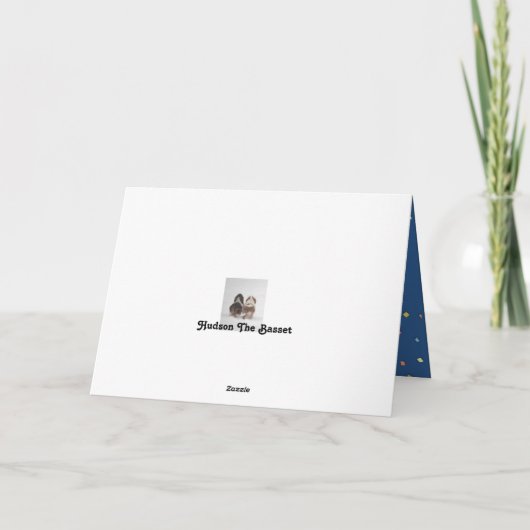 おもしろい誕生日カードとバスセットハウンド カード (裏面)