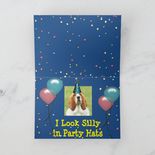 おもしろい誕生日カードとバスセットハウンド カード (内部)