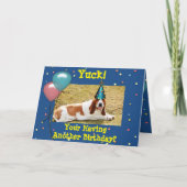 おもしろい誕生日カードとバスセットハウンド カード (正面)