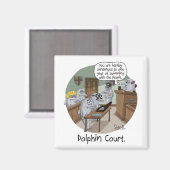 おもしろい誕生日カードと可愛いイルカのプレゼント マグネット (正面/裏面)