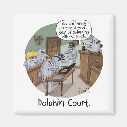 おもしろい誕生日カードと可愛いイルカのプレゼント マグネット (正面)