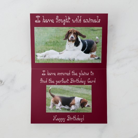 おもしろい誕生日カードと検索Basset Hound カード (内部)