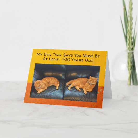 おもしろい誕生日カードツイ考えン猫あなたは カード (正面)