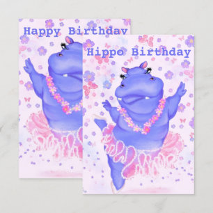 おもしろい誕生日カードハッピーヒッポバレエダンサー