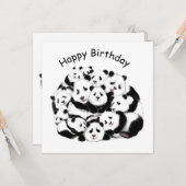 おもしろい誕生日カードパンダファミリー絵画- s カード (正面/裏面インサイチュ)