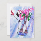 おもしろい誕生日カードピンクフラミンゴスキーヤー – 漫画 シーズンカード (裏面)