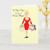 おもしろい誕生日カードレディショッピングテーマ カード (黄色い花)