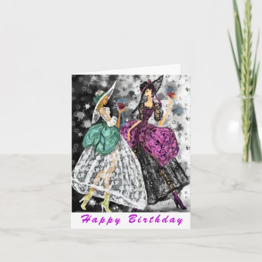 おもしろい誕生日カードレディース飲用ワイン – 応援 カード (正面)